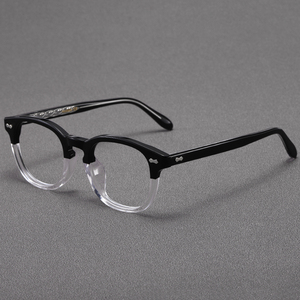 Round Full Rim Eyeglasses Solid Black Frame Resin Lens Anti-Uv Lightweight Unisex Adults Vision Correction Frames - Product Image 1