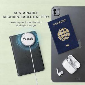Porte-passeport personnalisé <span class=keywords><strong>Apple</strong></span> Find My & Google <span class=keywords><strong>Android</strong></span> en cuir PU avec blocage RFID, charge sans fil, GPS, porte-passeport de voyage - Product Image 3