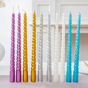 Velas Metálicas Retorcidas en Espiral, Multicolores, Largas, para Decoración de Mesa de Boda, Cena, Hogar - Product Image 4