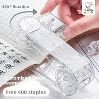 Mini agrafeuse rotative à 360 degrés alimentation manuelle en plastique robuste pour étudiants papeterie en gros pour usage domestique/bureau