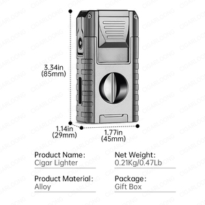 Briquet à cigare multifonctionnel <span class=keywords><strong>en</strong></span> métal, triple flamme, coupe-vent, rechargeable au butane, allumeur portable d'extérieur, cadeaux d'affaires - Product Image 6