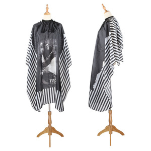 Playboy Hairdressing Cape <b>Black</b> And White Striped Water Resistant Polyester Salon Use - Product Image 4