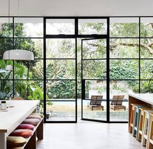 Hiện Đại Đôi Kính Đu Cửa Casement Tempered Thép Pháp Rèn Sắt Kết Thúc Side Mở Cho Biệt Thự Có Màn Hình Nylon - Product Image 6