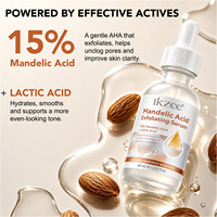 Sérum à l'acide mandélique IKZEE 15% pour le visage et le corps, exfoliant pour la peau avec acide lactique et panthénol pour affiner la texture et unifier le teint