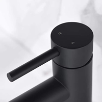 Robinet de lavabo cascade noir en acier inoxydable de qualité commerciale, mitigeur chaud/froid pour projets d'appartements modernes