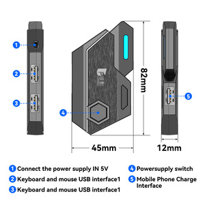 Convertitore Tastiera e <span class=keywords><strong>Mouse</strong></span> per Giochi di Tiro, Adattatore con Retroilluminazione LED, Gamepad Cablato per PUBG - Product Image 6