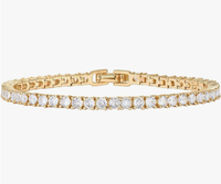 Bracelet Tennis Classique Mylove en Laiton Plaqué Rhodium avec Zircons Clairs pour Femme – Accessoire de Fête Élégant