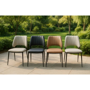 Apex Modern Ribbed Vegan Leather <b>Dining</b> <b>Chair</b> combines mid-century charm with contemporary durability for Home & Commercial use - Product Image 1