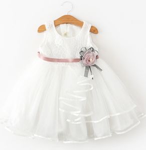 Vestito estivo Casual per piccola <span class=keywords><strong>principessa</strong></span> bambina Tutu decorato a fiori con pizzo Costume da festa per bambini per fascia d'età - Product Image 5