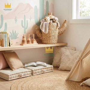 Panier de rangement en jacinthe d'eau tressée en forme de cactus, idéal pour le salon ou comme organisateur de jouets pour enfants – Excellent rapport qualité-prix - Product Image 5