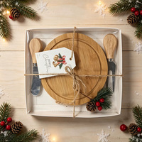 Plateau de service carré en bambou pour fromages et charcuteries avec couverts (couteau et fourchette) – Idéal pour les fêtes de Noël et comme cadeau