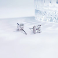 Orecchini a lobo minimalisti Princess Square in oro bianco 18K con diamanti coltivati in laboratorio, orecchini raffinati, ear cuff, orecchini con diamanti