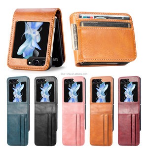 Các trang web đặt hàng kết cấu gấp da bóng sang trọng điện thoại di động bao gồm Wallet trường hợp điện thoại cho Samsung zflip5 người đàn ông với chủ thẻ - Product Image 1
