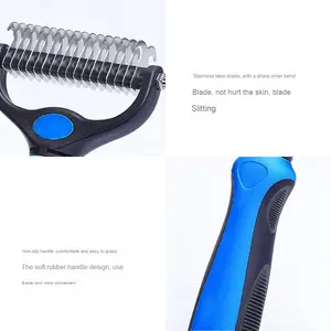 Peigne de démêlage double face en acier inoxydable Épilateur flottant efficace Chiens Chats Pet Bain Brosse <span class=keywords><strong>Noeud</strong></span> Cutter Toilettage - Product Image 6
