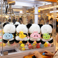 Porte-clés en peluche Panda Kawaii en gros, breloques de sac en peluche de styles variés, logo personnalisé pour cadeau de machine à griffes