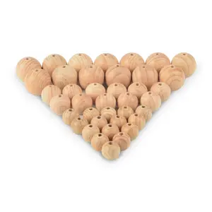 Low Moq Wholesale Wooden Beads for Pacifier Food Grade 15mm Bulk Round Wooden Beads for Baby Teething