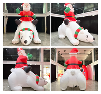 Père Noël gonflable imperméable sur un ours polaire, installation facile, résistant au vent, décoration de Noël gonflable, décoration de Noël