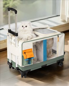 Sac de transport pliable 2-en-1 <span class=keywords><strong>pour</strong></span> animaux de compagnie (chat, <span class=keywords><strong>chien</strong></span>), grande capacité, 4 roues, fenêtre en maille, sac à dos portable, chariot détachable - Product Image 1