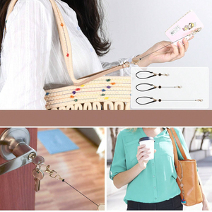 <span class=keywords><strong>Cordon</strong></span> rétractable en cuir PU pour clés, <span class=keywords><strong>porte</strong></span>-badge anti-perte avec clips métalliques pour sacs d'enseignants et utilisation en extérieur - Product Image 2