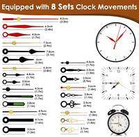 Kit de mécanisme d'horloge à quartz moderne 5168, 3 pièces, 8 paires d'aiguilles d'horloge courtes, piles AA, pièces de réparation portables DIY en plastique