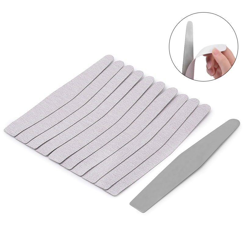 10 шт. сменная самоклеящаяся наждачная бумага с ручкой из нержавеющей стали, двусторонняя пилка для ногтей, набор инструментов для маникюра