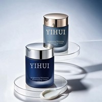 Pot de crème pour le visage en verre de luxe, flacon de lotion, emballage cosmétique personnalisé, vide, avec logo, cylindrique, transparent, givré, ambre, rose, bouchon à vis