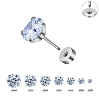 1 Paire de Clous d'Oreille Piercing Body en Acier Inoxydable Chirurgical 316L, 20G, Pierre de Verre Blanche, Dos Plat, Filetage Externe, Bijoux
