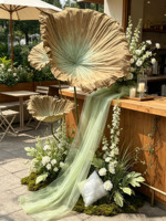 G-052 Ensemble floral géant fait main de feuilles de lotus fraîches, grandes feuilles de lotus vintage pour la décoration de mariages en extérieur, de cours et de salles d'exposition