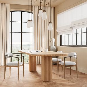 Ensemble de <span class=keywords><strong>table</strong></span> à manger <span class=keywords><strong>ronde</strong></span> de luxe moderne <span class=keywords><strong>rallonge</strong></span> de 8 chaises en bois massif pour bureau hôtel salle à manger pouvant accueillir 10 personnes - Product Image 1