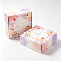 Boîte cadeau pour biscuits avec logo personnalisé, commande en gros, conception gratuite, motif ligne artistique orange, avec sac en papier, ensemble d'emballage pour croissants et beignets
