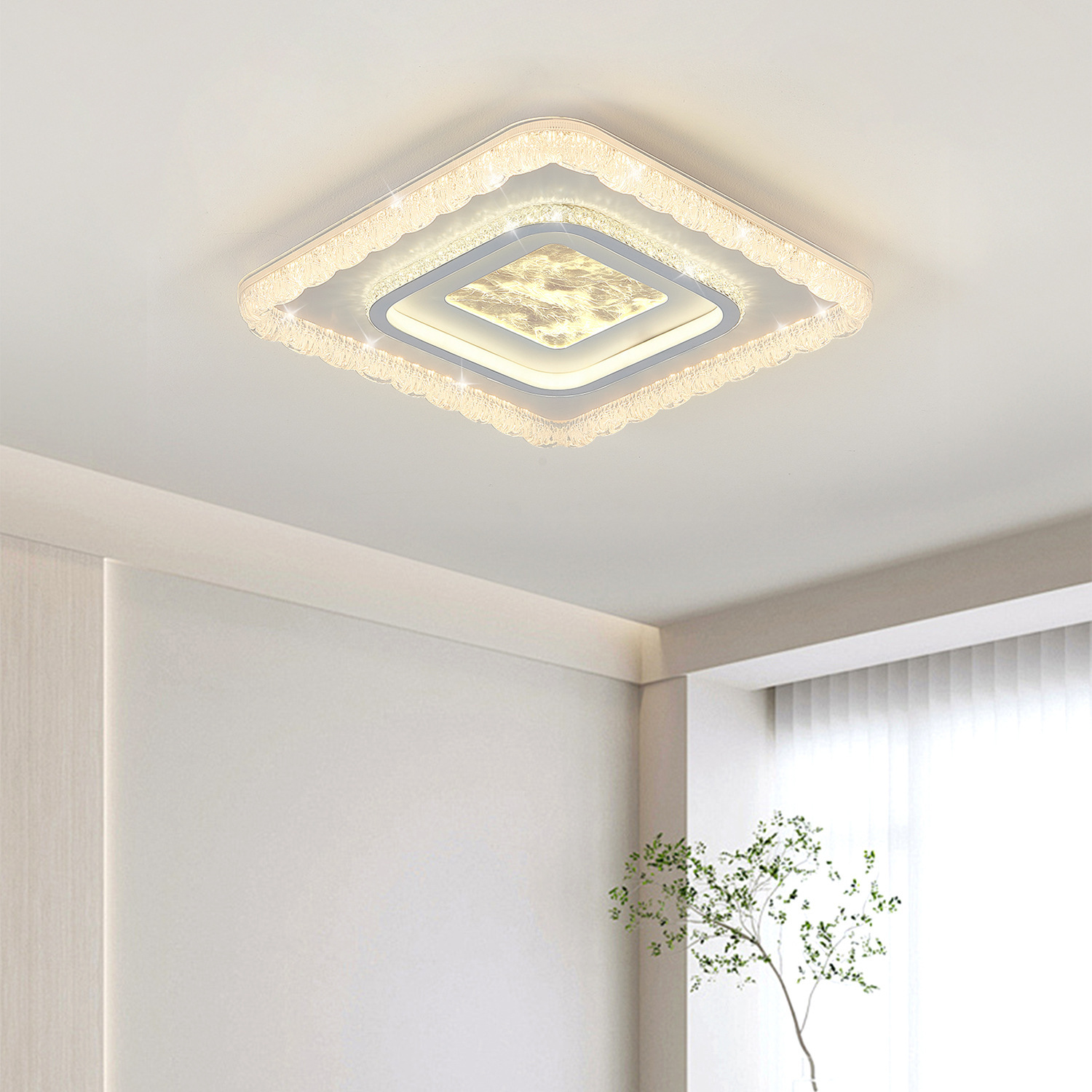 Full Spectrum Crystal Living Room Ceiling Light 2025 New Modern Minimalist Light Luxury Led Living Room and Bedroom Ceiling
