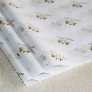 17gsm Customized Logo Gold Foil Flower Wrapping Paper Clothing Thin Packaging Gift Tissue Paper