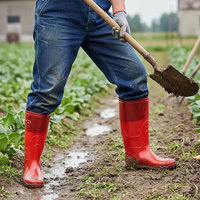 Bottes en caoutchouc souple légères pour homme, imperméables en PVC, hauteur genou, doublure en coton, pour toutes saisons (hiver, été, automne)