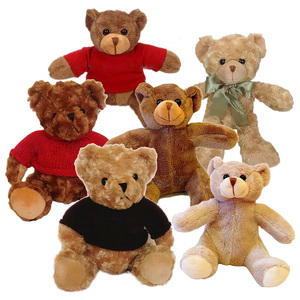 Orsacchiotto animale personalizzabile <span class=keywords><strong>30</strong></span> <span class=keywords><strong>cm</strong></span> <span class=keywords><strong>peluche</strong></span> morbido fabbrica Logo personalizzato <span class=keywords><strong>peluche</strong></span> con t-shirt nera - Product Image 1
