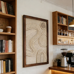 Arte Mural Texturizado con Cuerda de Estilo Wabi-Sabi para Interiores de Cafeterías - Product Image 6