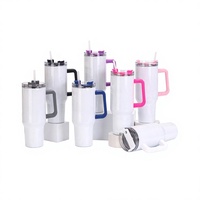Gobelet isotherme vierge pour sublimation 40oz en acier inoxydable, avec couvercle à paille, personnalisable avec logo, vente en gros, cadeau promotionnel