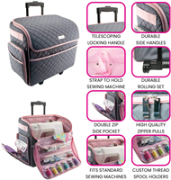 Bolsa con ruedas para la mayoría de las máquinas, bolso de mano con ruedas para nociones y manualidades, estuche de transporte rodante para máquina de coser