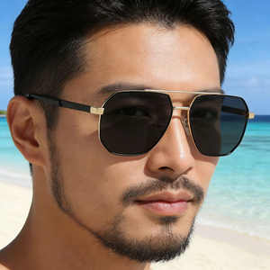 Lunettes de soleil carrées pour hommes Ks-3975, monture noire, verres TAC, protection UV400, pour la conduite en extérieur. - Product Image 2