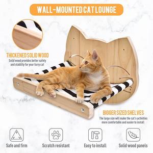 Cama de madera para gatos montada en la pared, marco de escalada para gatos con función colgante, suministros para mascotas para gatitos - Product Image 5