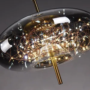 Luminaire suspendu <span class=keywords><strong>LED</strong></span> en verre moderne de luxe, design en forme d'étoile, petit <span class=keywords><strong>lustre</strong></span> élégant pour hôtel, bar, restaurant, fête de mariage - Product Image 5