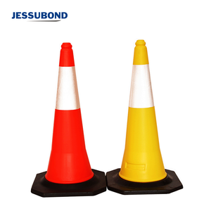 Cônes de signalisation routière en PVC haute visibilité avec logo personnalisé, réfléchissants, hauteur 900 mm, base 280x280 mm - Product Image 3