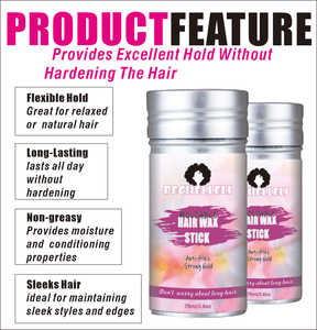 Cire coiffante en stick OEM de haute qualité 75g, tenue moyenne, sans alcool, anti-frisottis, non grasse, crème bio, lisse et brillante pour moustache, MOQ - Product Image 5