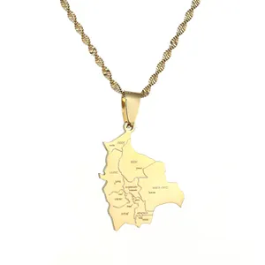 Bolivia Map Country City Name Pendant Necklaces For Women Men Wholesale Bolivians Maps Jewelry