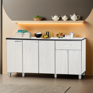 Gabinete de cocina moderno de madera contrachapada con 5 puertas Soporte organizador de 1 cajón para almacenamiento y utensilios - Product Image 1