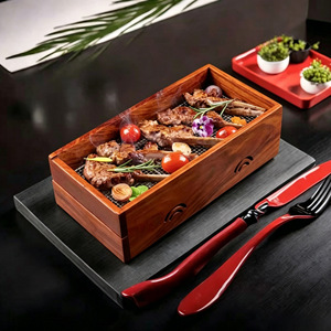 Barbecue portable en bois de charbon de bois, style occidental, avec bac à viande 30x18x14cm, pour fumage - Product Image 2