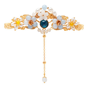 Nouvelle couronne de cheveux de style chinois faite à la main avec embellissement floral, épingle à cheveux, pendentif frontal, épingle à cheveux Hanfu, épingle à cheveux rétro, ancienne. - Product Image 5