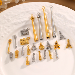 Amuletos con Iconos Cotidianos |   Colgantes Miniatura de Acero Inoxidable con Baño de Oro PVD de 18K para la Creación de Joyas |   Impermeable, Hipoalergénico - Product Image 4