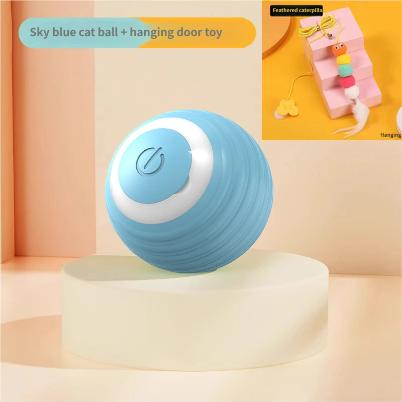 Pelota de juguete para gatos + Oruga de plumas colgante
