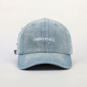 Proveedor Chino de Gorras de Béisbol de Mezclilla Vintage sin Estructura de 6 Paneles, 56 cm, Gorra de Papá Bordada en Mezclilla Azul - Product Image 2