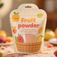 Sacs en plastique composite personnalisé à impression complète avec fermeture éclair Pochette en forme découpée avec fenêtre pour sac en mylar de poudre de fruit
